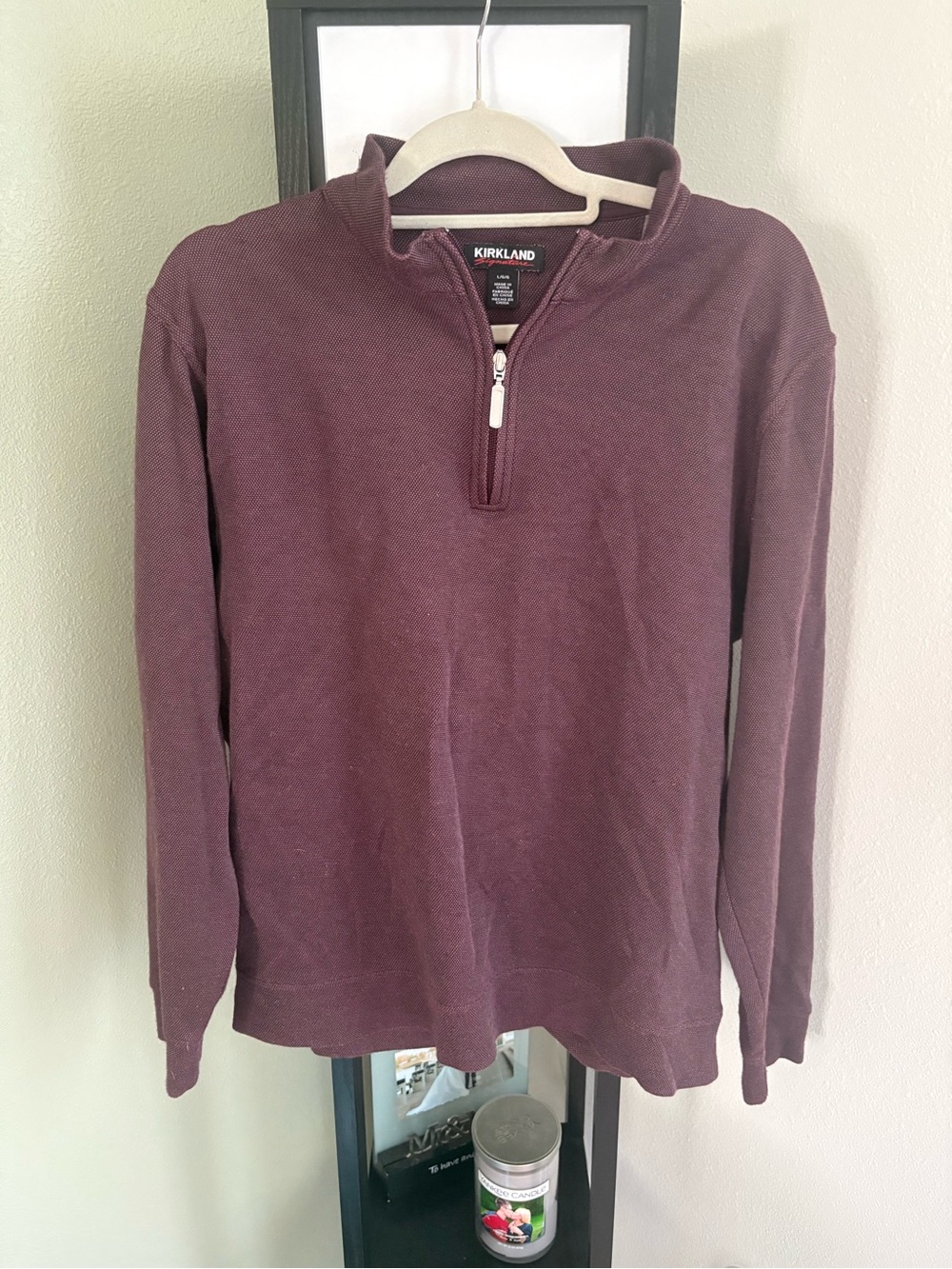 Kirkland Signature Maroon and Gray Quarter-Zip Pullover